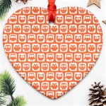 Coral And White Owl Pattern Ornament (Heart) Front