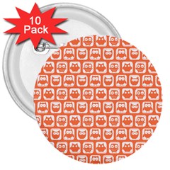 Coral And White Owl Pattern 3  Buttons (10 Pack)  by GardenOfOphir