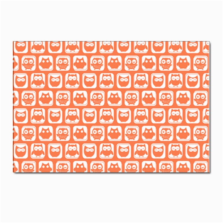 Coral And White Owl Pattern Postcard 4 x 6  (Pkg of 10)