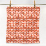 Coral And White Owl Pattern Face Towel Front