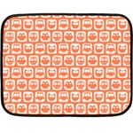 Coral And White Owl Pattern One Side Fleece Blanket (Mini) 35 x27  Blanket