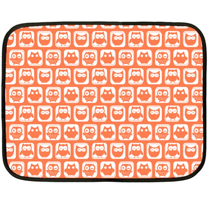 Coral And White Owl Pattern One Side Fleece Blanket (Mini)