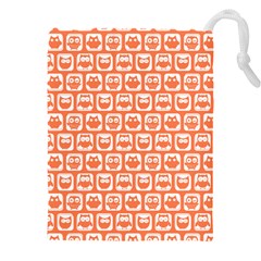 Coral And White Owl Pattern Drawstring Pouch (4xl) by GardenOfOphir