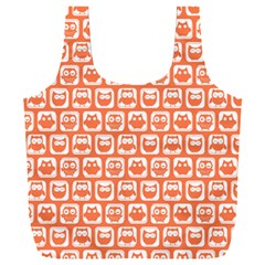 Coral And White Owl Pattern Full Print Recycle Bag (xxxl) by GardenOfOphir