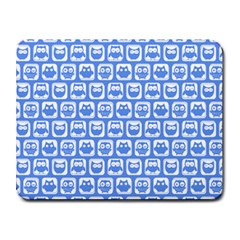 Blue And White Owl Pattern Small Mousepad by GardenOfOphir