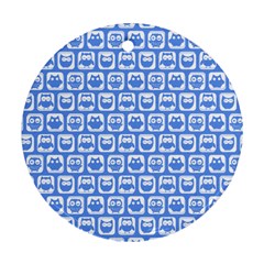 Blue And White Owl Pattern Ornament (round) by GardenOfOphir