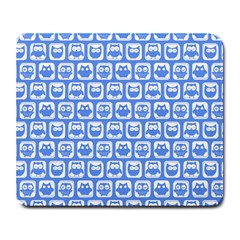 Blue And White Owl Pattern Large Mousepad by GardenOfOphir