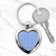 Blue And White Owl Pattern Key Chain (heart) by GardenOfOphir