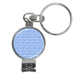 Blue And White Owl Pattern Nail Clippers Key Chain Front