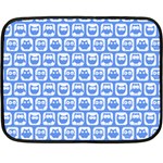 Blue And White Owl Pattern Fleece Blanket (Mini) 35 x27  Blanket Back