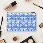 Blue And White Owl Pattern Cosmetic Bag (Medium) Back