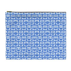 Blue And White Owl Pattern Cosmetic Bag (xl) by GardenOfOphir