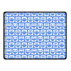 Blue And White Owl Pattern One Side Fleece Blanket (small) by GardenOfOphir