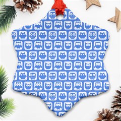 Blue And White Owl Pattern Ornament (snowflake) by GardenOfOphir