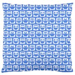 Blue And White Owl Pattern Large Cushion Case (Two Sides) Front