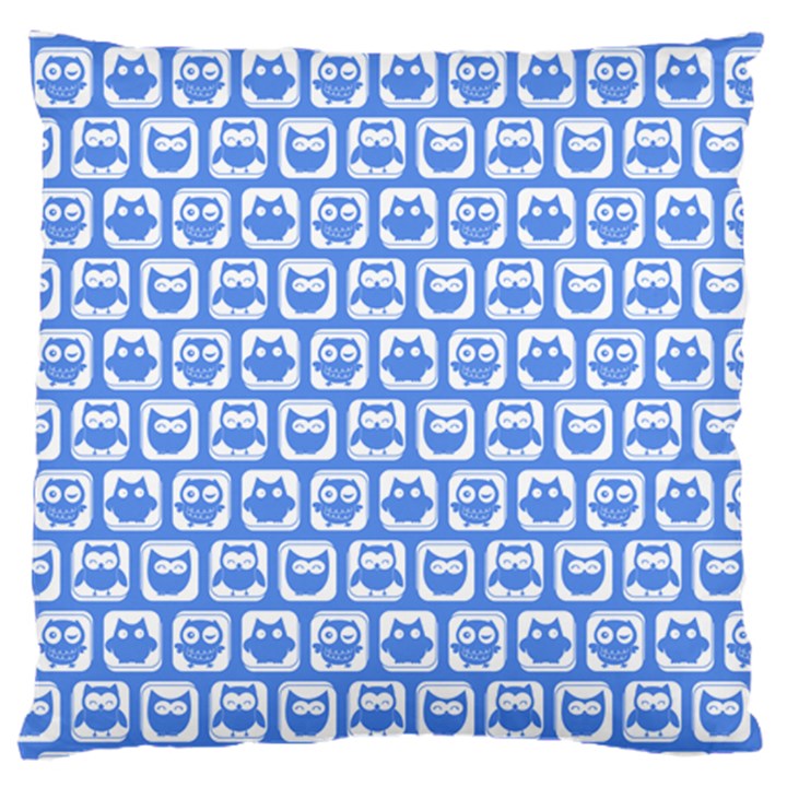 Blue And White Owl Pattern Large Cushion Case (Two Sides)