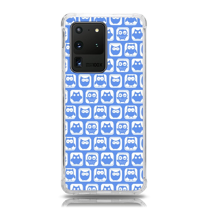 Blue And White Owl Pattern Samsung Galaxy S20 Ultra 6.9 Inch TPU UV Case