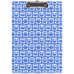 Blue And White Owl Pattern A4 Acrylic Clipboard by GardenOfOphir