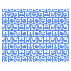 Blue And White Owl Pattern One Side Premium Plush Fleece Blanket (medium)