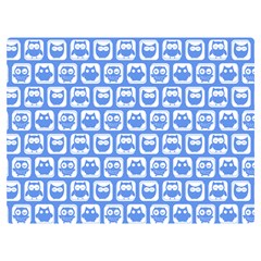 Blue And White Owl Pattern One Side Premium Plush Fleece Blanket (extra Small)