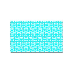 Aqua Turquoise And White Owl Pattern Sticker Rectangular (10 Pack) by GardenOfOphir