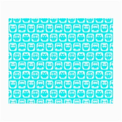 Aqua Turquoise And White Owl Pattern Small Glasses Cloth by GardenOfOphir