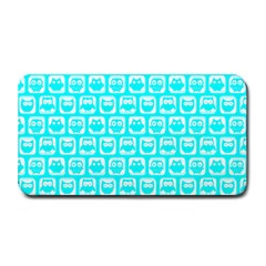 Aqua Turquoise And White Owl Pattern Medium Bar Mat by GardenOfOphir