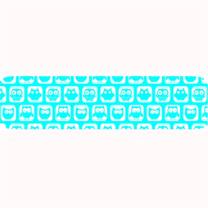 Aqua Turquoise And White Owl Pattern Large Bar Mat