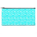 Aqua Turquoise And White Owl Pattern Pencil Case Front