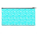 Aqua Turquoise And White Owl Pattern Pencil Case Back