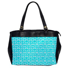 Aqua Turquoise And White Owl Pattern Oversize Office Handbag by GardenOfOphir