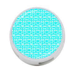 Aqua Turquoise And White Owl Pattern 4-port Usb Hub (two Sides) by GardenOfOphir