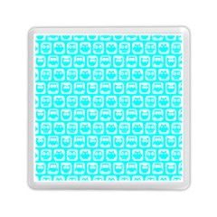 Aqua Turquoise And White Owl Pattern Memory Card Reader (square) by GardenOfOphir