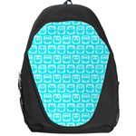 Aqua Turquoise And White Owl Pattern Backpack Bag Front