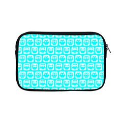 Aqua Turquoise And White Owl Pattern Apple Macbook Pro 13  Zipper Case by GardenOfOphir