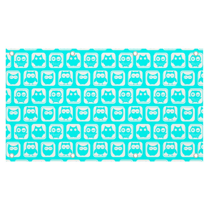 Aqua Turquoise And White Owl Pattern Banner and Sign 7  x 4 