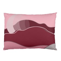 Hills Water Lake Sun Sunrise Lines Drawing Boho Pillow Case by Ravend