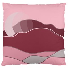 Hills Water Lake Sun Sunrise Lines Drawing Boho Large Cushion Case (two Sides) by Ravend