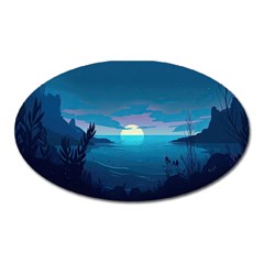 Ai Generated Ocean Sea Water Anime Nautical Oval Magnet by Ravend