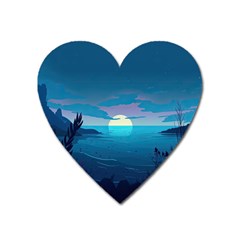 Ai Generated Ocean Sea Water Anime Nautical Heart Magnet by Ravend