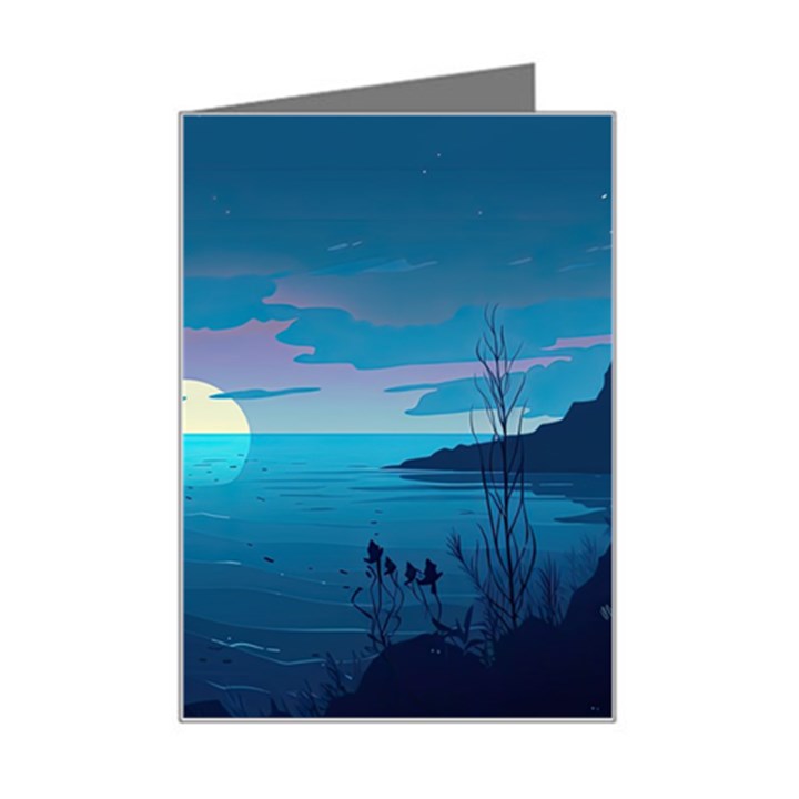 Ai Generated Ocean Sea Water Anime Nautical Mini Greeting Card