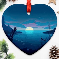 Ai Generated Ocean Sea Water Anime Nautical Heart Ornament (two Sides) by Ravend