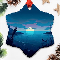 Ai Generated Ocean Sea Water Anime Nautical Snowflake Ornament (two Sides)