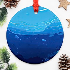 Ai Generated Ocean Sea Fish Underwater Water Ornament (round) by Ravend