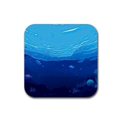 Ai Generated Ocean Sea Fish Underwater Water Rubber Coaster (square) by Ravend