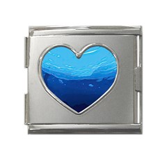 Ai Generated Ocean Sea Fish Underwater Water Mega Link Heart Italian Charm (18mm) by Ravend