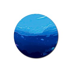 Ai Generated Ocean Sea Fish Underwater Water Rubber Round Coaster (4 Pack) by Ravend