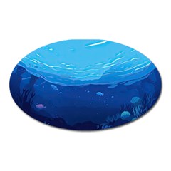 Ai Generated Ocean Sea Fish Underwater Water Oval Magnet by Ravend