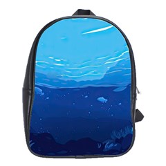 Ai Generated Ocean Sea Fish Underwater Water School Bag (large) by Ravend