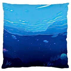 Ai Generated Ocean Sea Fish Underwater Water Large Cushion Case (one Side) by Ravend